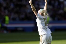 Ellie Carpenter was exultant after reaching another Champions League final with Lyon in Paris. (AP PHOTO)
