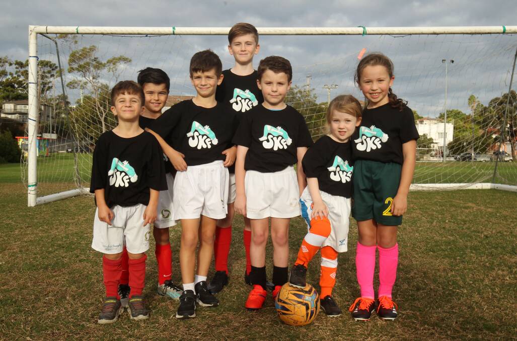 Children who have signed up for the Sans Souci program - Nicholas Charalambous (left), Julian Sammut, Andrew Charalambous, Luca Sammut, Leonardo Rodrigues and the youngest girl is Claira Hansen and Eva Hansen. Picture by Chris Lane
