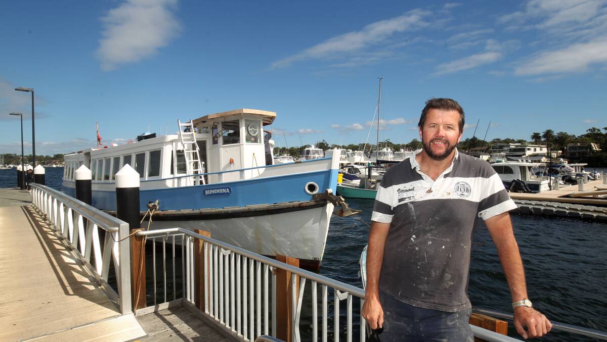 Rob Gawthorne with MV Bundeena at Cronulla wharf. Picture by Chris Lane